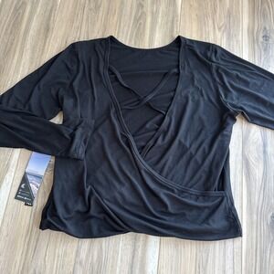 NWT Kyodan Black Solstice Ribbed Resistance‎ Long Sleeve Top Women's Size L